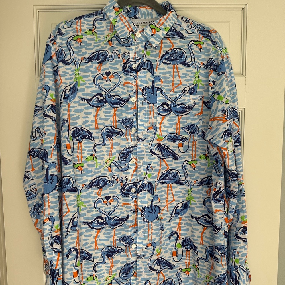 Gretchen Scott Designs Flamingo Print Button Down Shirt